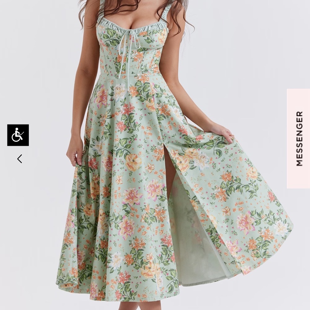 House of CB SABRINA LIGHT JADE PRINT BUSTIER SUNDRESS